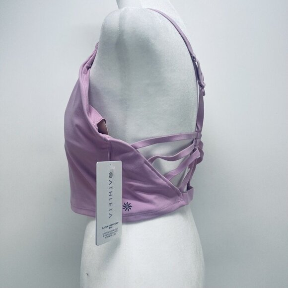 Athleta Crop Top Sz XL Elation Strappy V Neck Purple Impact Soft Lavender NWT - Picture 7 of 11
